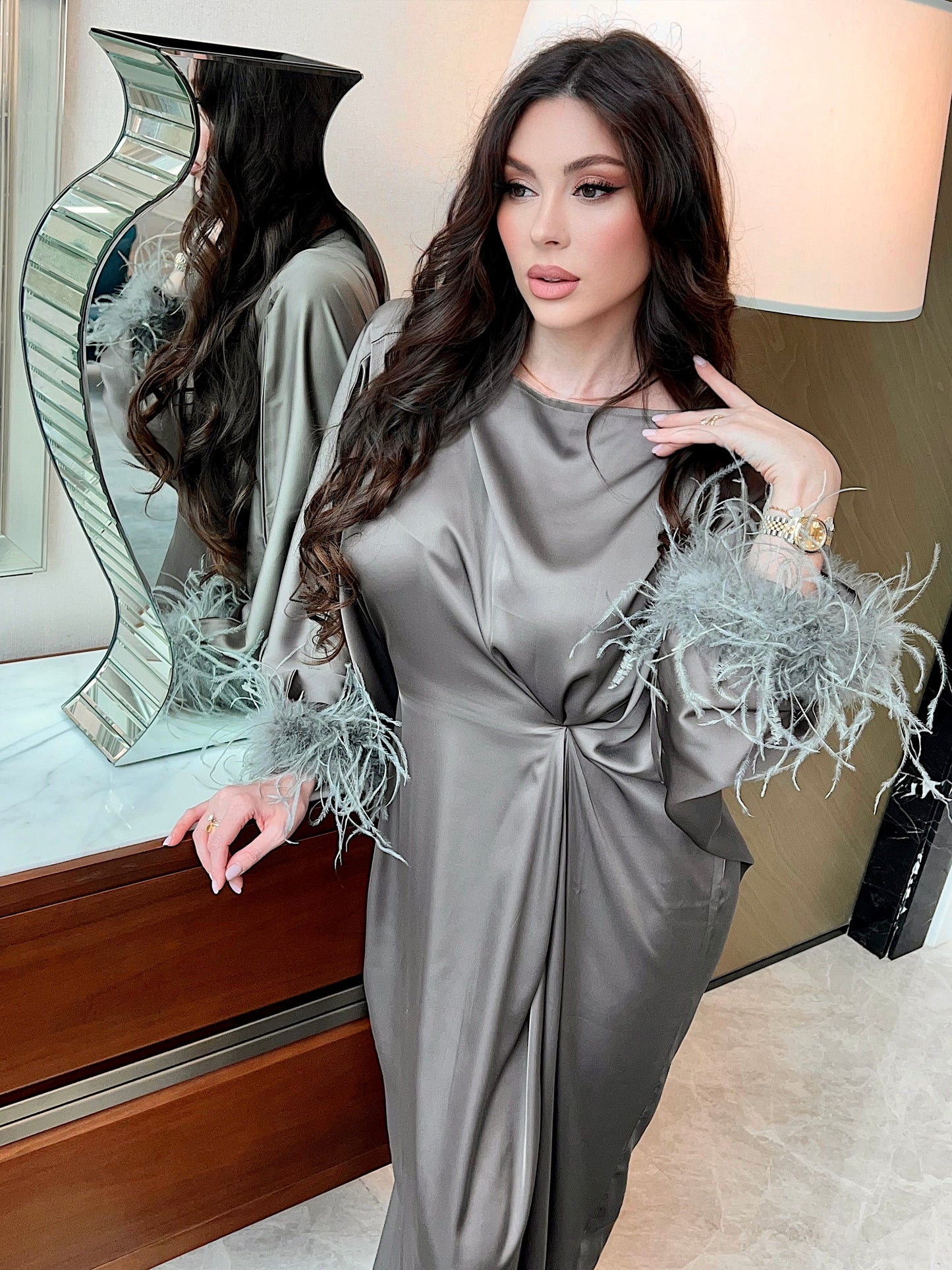 Grey Feather Kaftan
