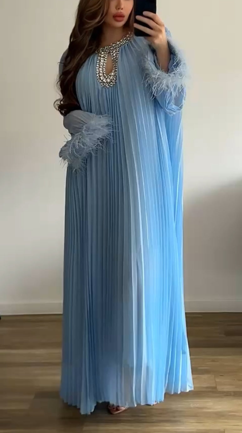 Blue Luxury Embellished Dress