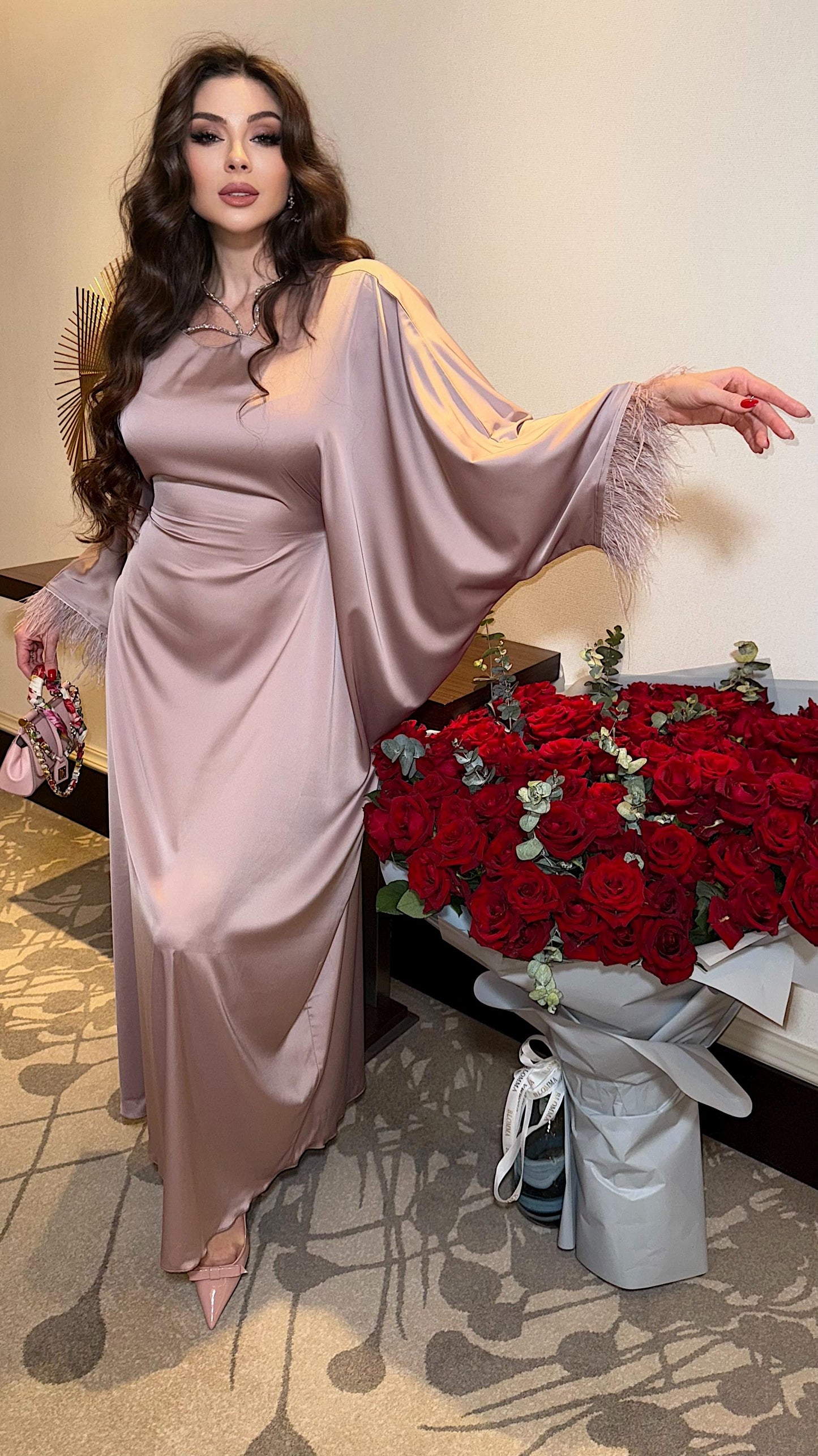 Ayesha Dusky Pink Kaftan