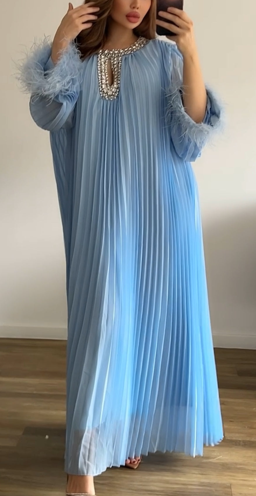 Blue Luxury Embellished Dress