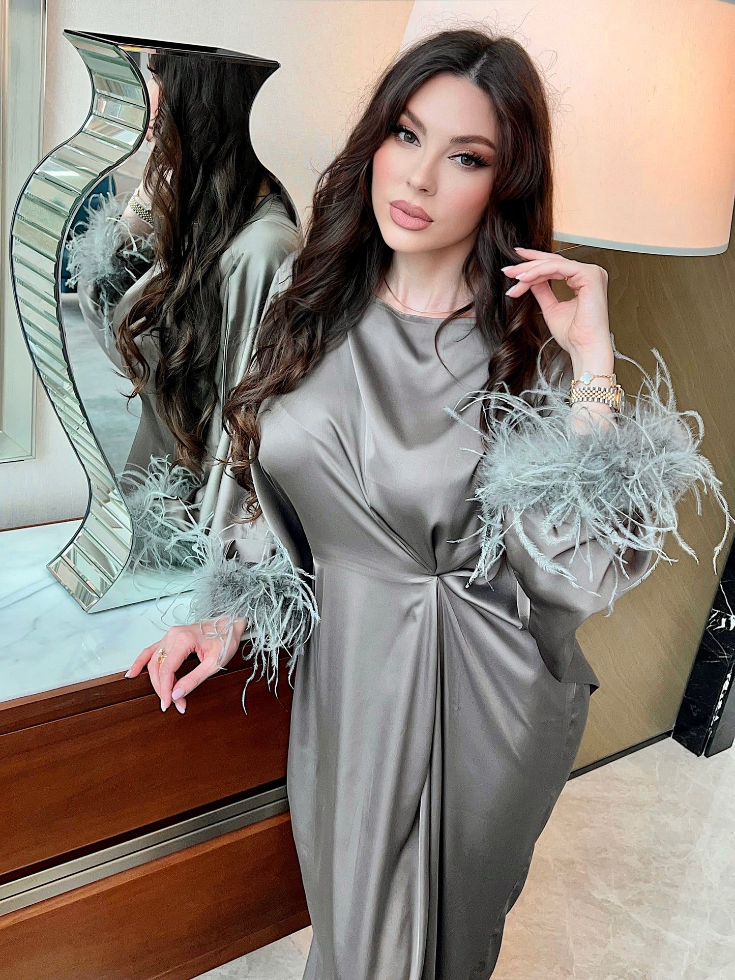 Grey Feather Kaftan