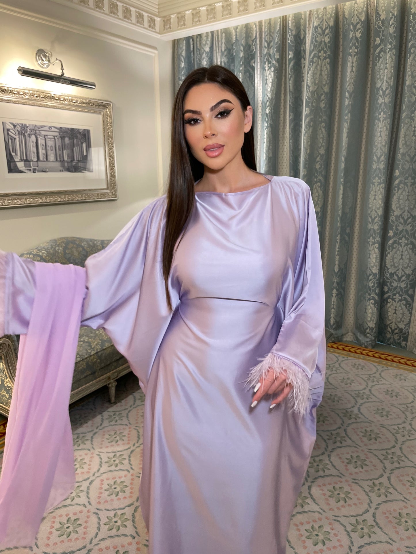 Lilac Feather Kaftan