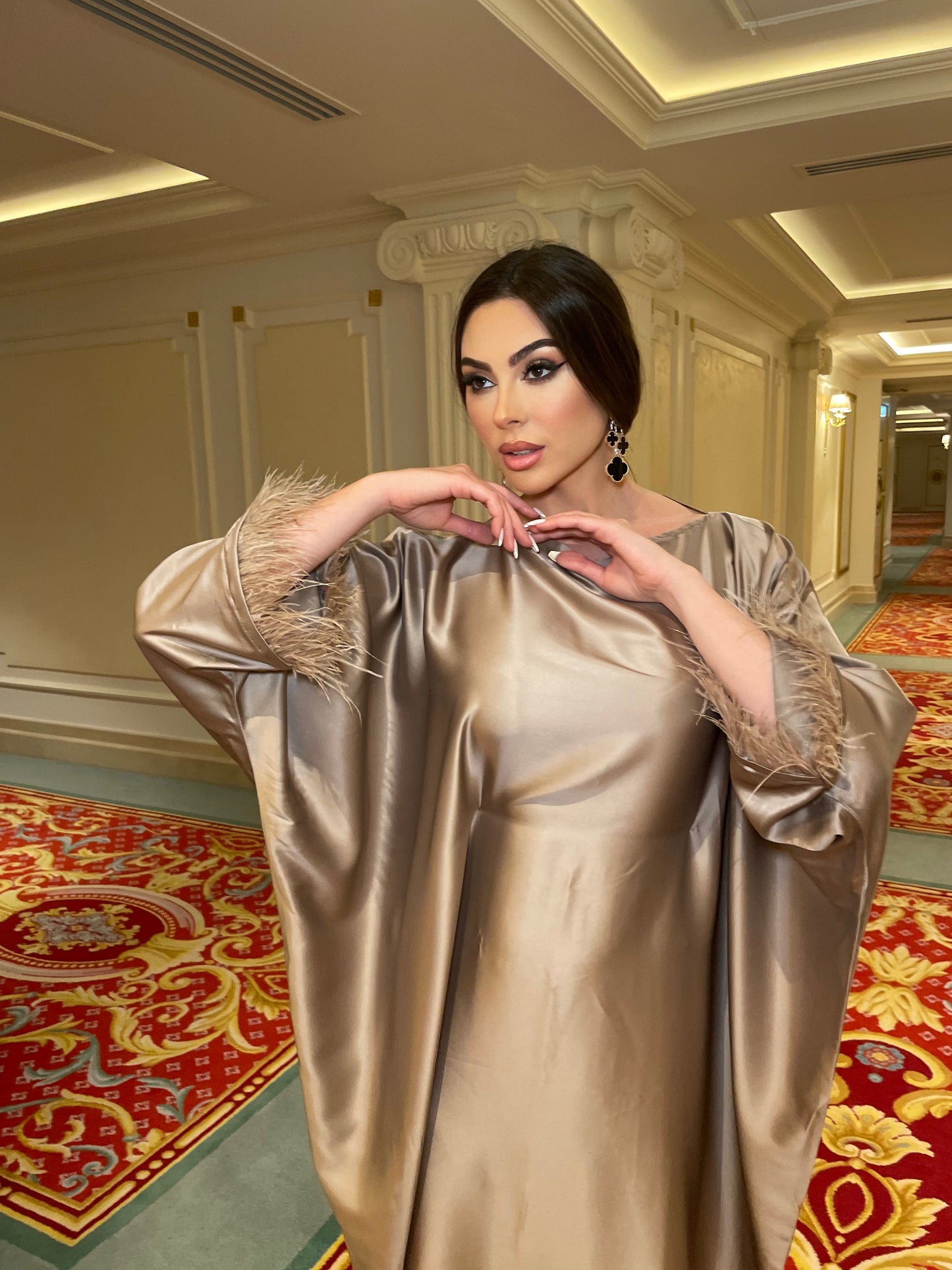 Nude Feather Abaya