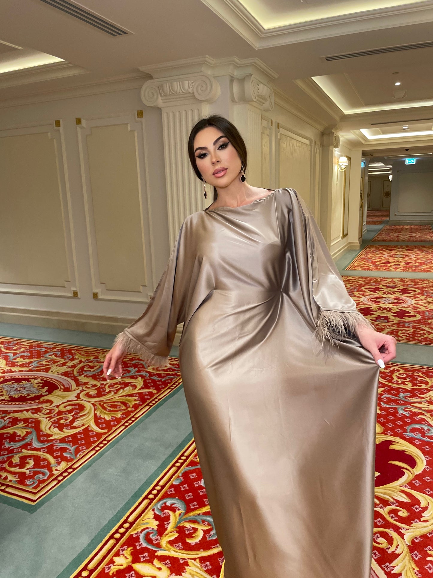 Nude Feather Abaya