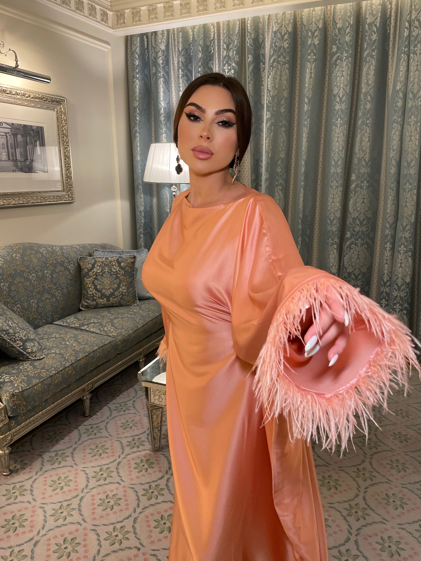 Orange Feather Kaftan